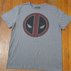 Men's Size Large DeDpool Logo Marvel Shirt Grey 