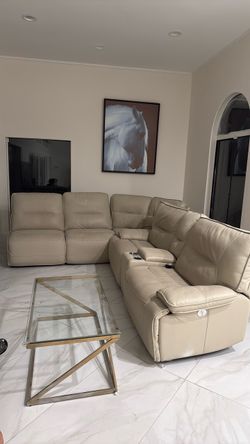 Recliner leather sofa