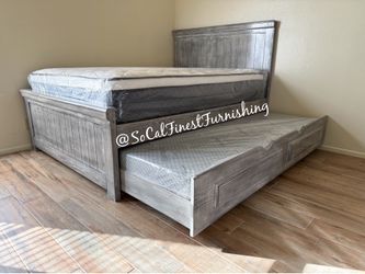 Queen bed and mattress with trundle