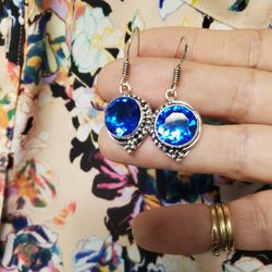 Silver Earrings With Blue Topaz 