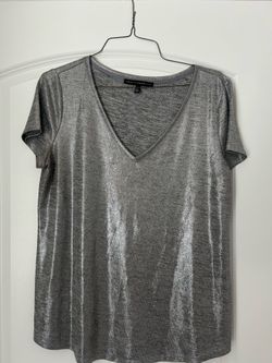 White House Black Market Silver Metallic Women’s Shirt Size Large