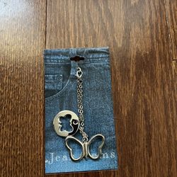 Vintage, Jean Gems, Two Silver Tone Butterflies With Short Chain And Clasp