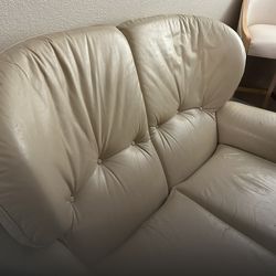 Beautiful Beige Leather Loveseat