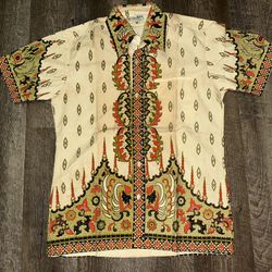 Vintage Batik Keris Button Shirt size Medium