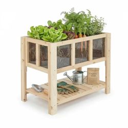 Transparent Raised Garden Bed with Storage Shelf-GF51