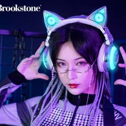 NEW Brookstone Bluetooth Cat Ear LED Headphones (Wireless)