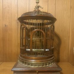Vintage Wood/Brass Decorative Bird Cage