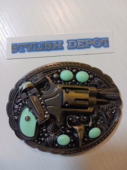 Western Revolver Gun Fashion Belt Buckle (Unisex)