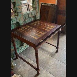 Antique Bronze, Inlay, Solid Wood Game Table