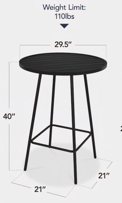 Bar height steel table