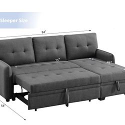 !!!New!!! Reversible Sectional Sofa Bed, Sofa Bed, Sofa With Pull Out Bed, Sectional Sofa With Storage Chaise, Sofabed, Sleeper Sofa,Sectional Couch