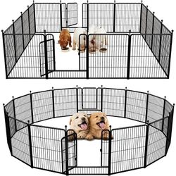 Dog Playpen Outdoor,16 Panels 32" Height Dog Fence Exercise Pen with Doors for Medium/Small Dogs, Pet Puppy Playpen for RV, Camping, Yard
