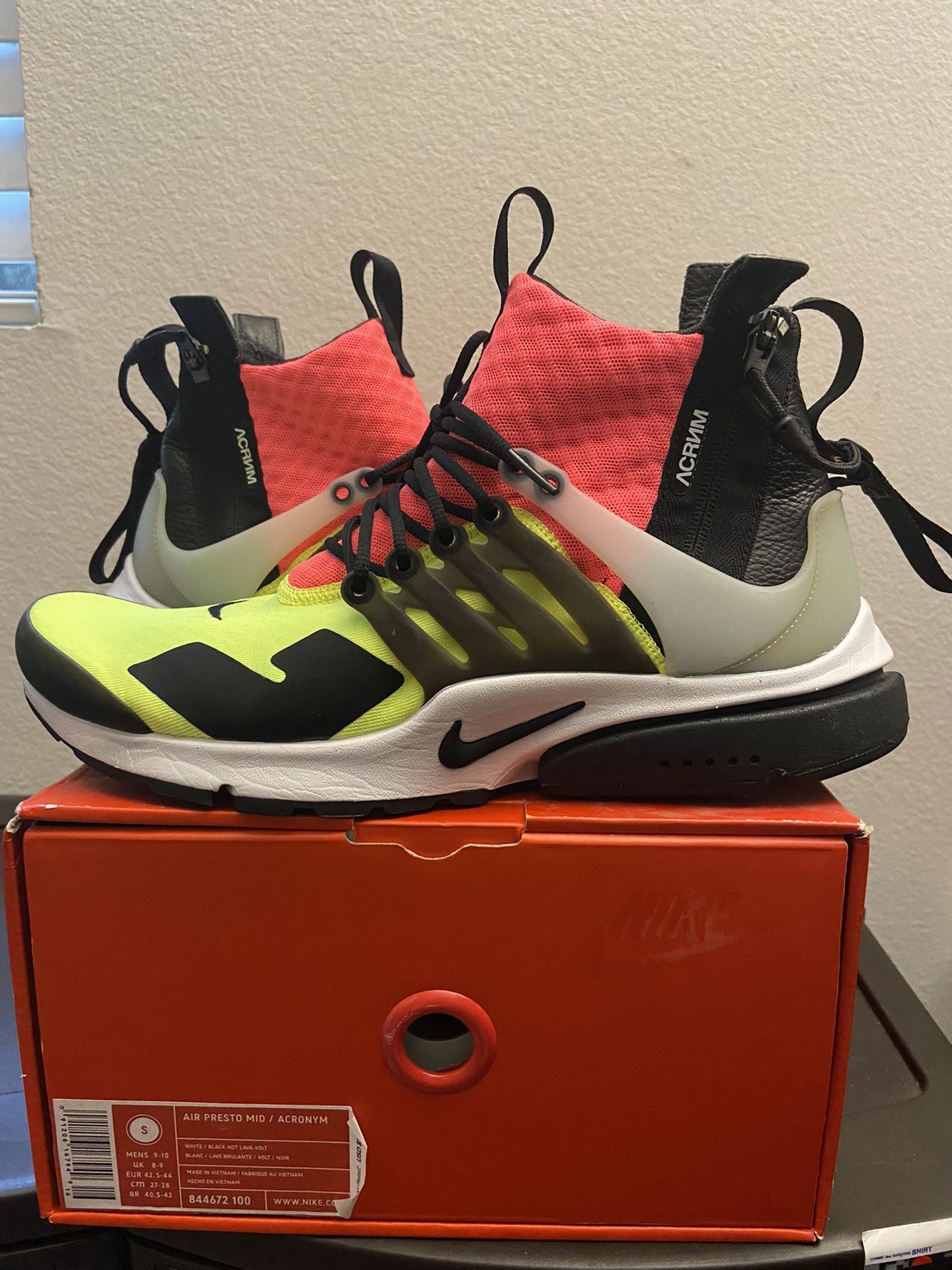 Nike Acronym Presto Volt Multicolor sz S Small 9 Off White Travis Scott