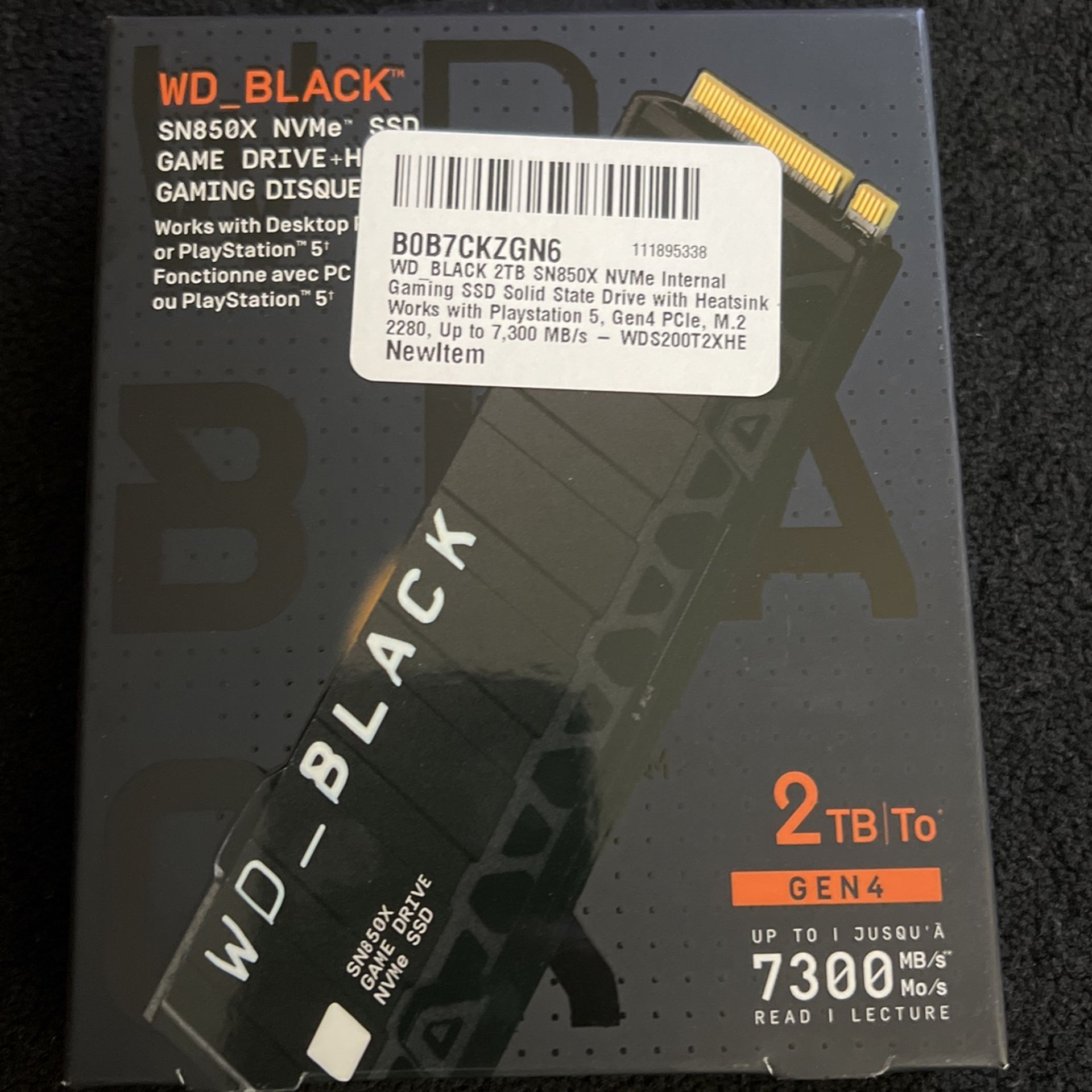 WD_BLACK 2TB SN850X NVMe Internal Gaming SSD Solid State Drive  with Heatsink - Works with Playstation 5, Gen4 PCIe, M.2 2280, Up to 7,300  MB/s - WDS200T2XHE : Electronics