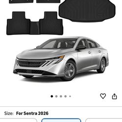 Compatible with Nissan Sentra 2026 Floor Mats & Cargo Liner,All Weather Protection,Waterproof,Anti-Slip TPE Floor Mats & Trunk Mat Compatible with Nis