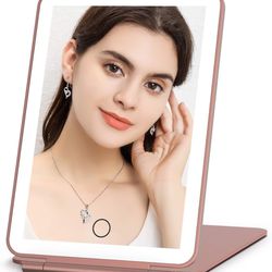 FUNTOUCH Rechargeable Travel Makeup Mirror with Lights, Portable Makeup Mirror with 3 Color Lighting, Touch Dimming.