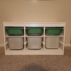 Ikea Storage with Plastic Boxes, Shelf, Cabinet with Cubbies