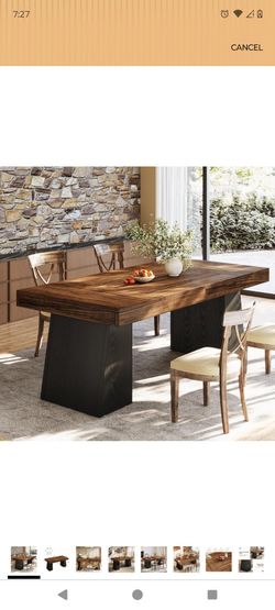Rustic Wood Dining Table with Pedestal Base