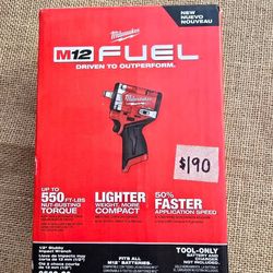 Milwaukee fuel m12 1/2 wrench impact TOOL ONLY