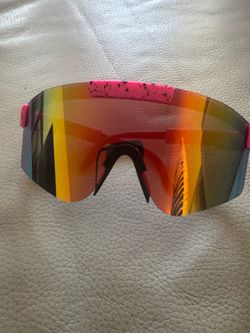 sunglasses wrap around sports glasses Pink lime green speckled multicolor lens