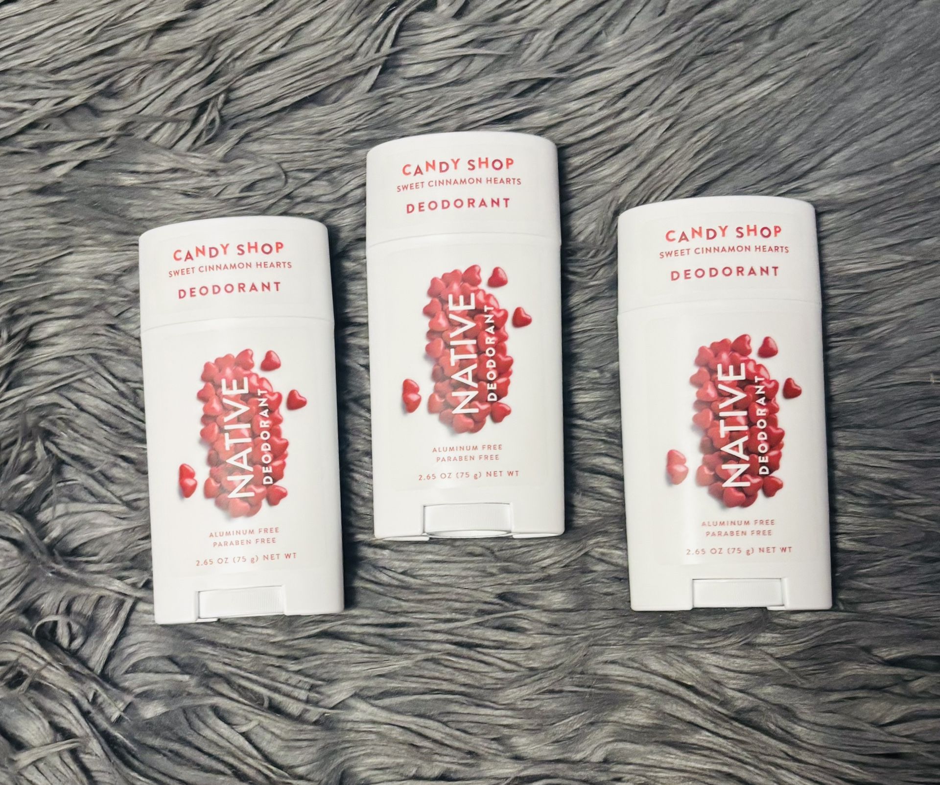 Three (3) FULL SIZE Native Sweet Cinnamon Heart Deodorant