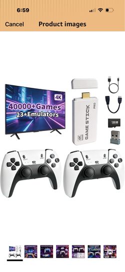 2026 New Upgraded Wireless Retro Game Console, Plug and Play 4K HDMI TV Game Stick, 23 Emulators and 40000+Games, with Dual 2.4G Wireless Controllers 