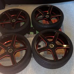 22” STRADA PERFETTO GLOSS BLACK CANDY RED RIMS