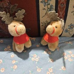 VTG 2  MCDONALS CHRISTMAS  RAINDEER  TOYS STUFFED  ORNAMENTS  DECOR   +BONUS 