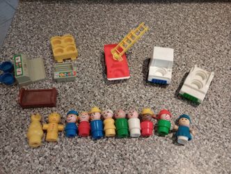 Fisher Price Little People toy lot figures vehicles accessories Big Bird vtg