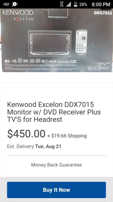 Kenwood Excelon DDX7015 Monitor w/ DVD Receiver