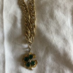 Vintage 4 Leaf Green Clover Charm Bracelet