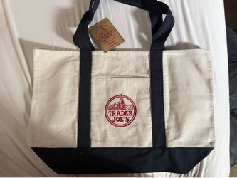 Large navy canvas Trader Joe bag
