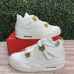 Men's Sz 10 / 11.5W - Nike Jordan 4 Retro Metallic Gold New