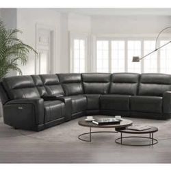 Dark Brown Leather Sectional Sofa, Brand New In The Box