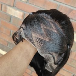 Glueless Styled Short Bob Wig Human Hair 13x4 Lace Front Braided Wigs For Black Women Straight Wear And Go Glueless Wigs Human Hair Pre Plucked Pre Cu