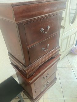 Cherry Wood Nightstand with Drawers