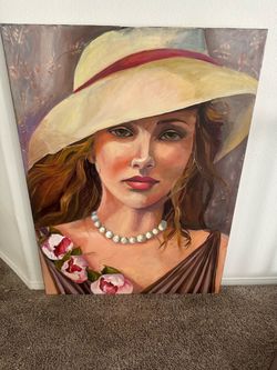 Original Oil Painting Woman Portrait on Canvas