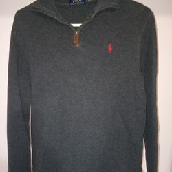 Ralph Lauren Polo Mens Quarter Zip Sweater Grey Size Small Quality Made!