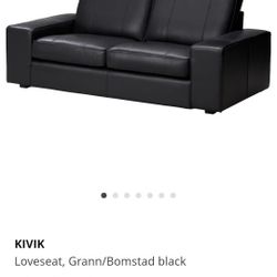 Black Leather. IKEA 2  Seater Sofa 