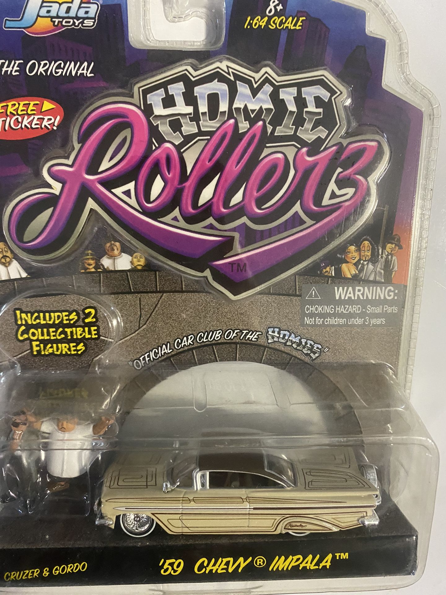 Jada Homie Rollers 59 Chevy Impala w/ Cruzer & Gordo 1:64 Diecast 