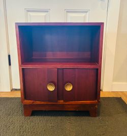 Wood Cabinet with Open Shelf and Doors