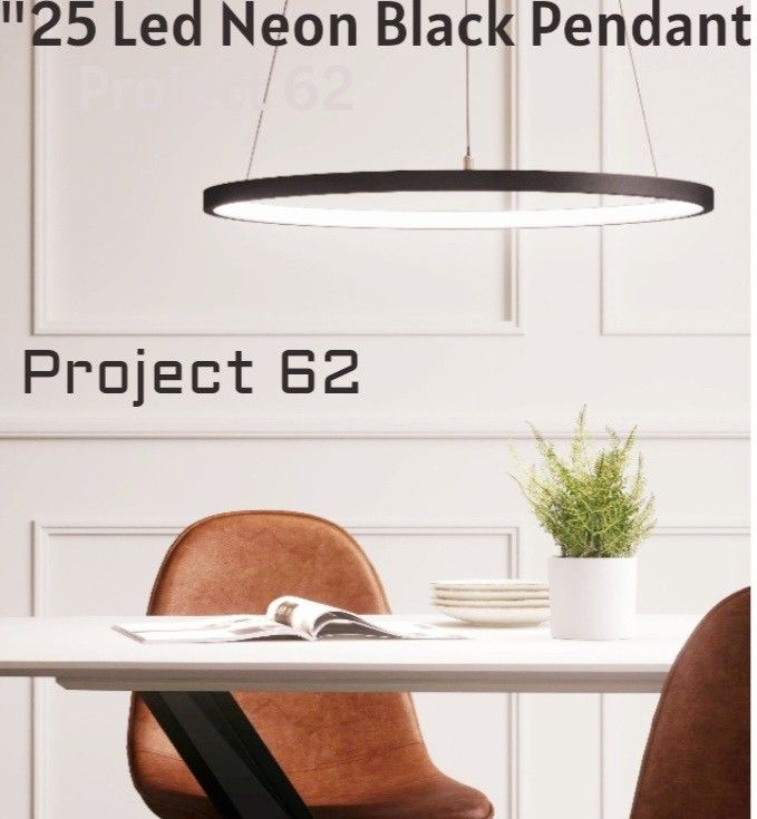 Brand New 25" Led Neon Black Pendant Project 62