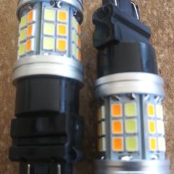 2PCS switchback switch back led bulbs T25 3157 7443 White/Amber Auto Led Light Dual Color LED Turn Signal Light