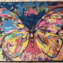 Bright Colorful Framed Butterfly Painting 