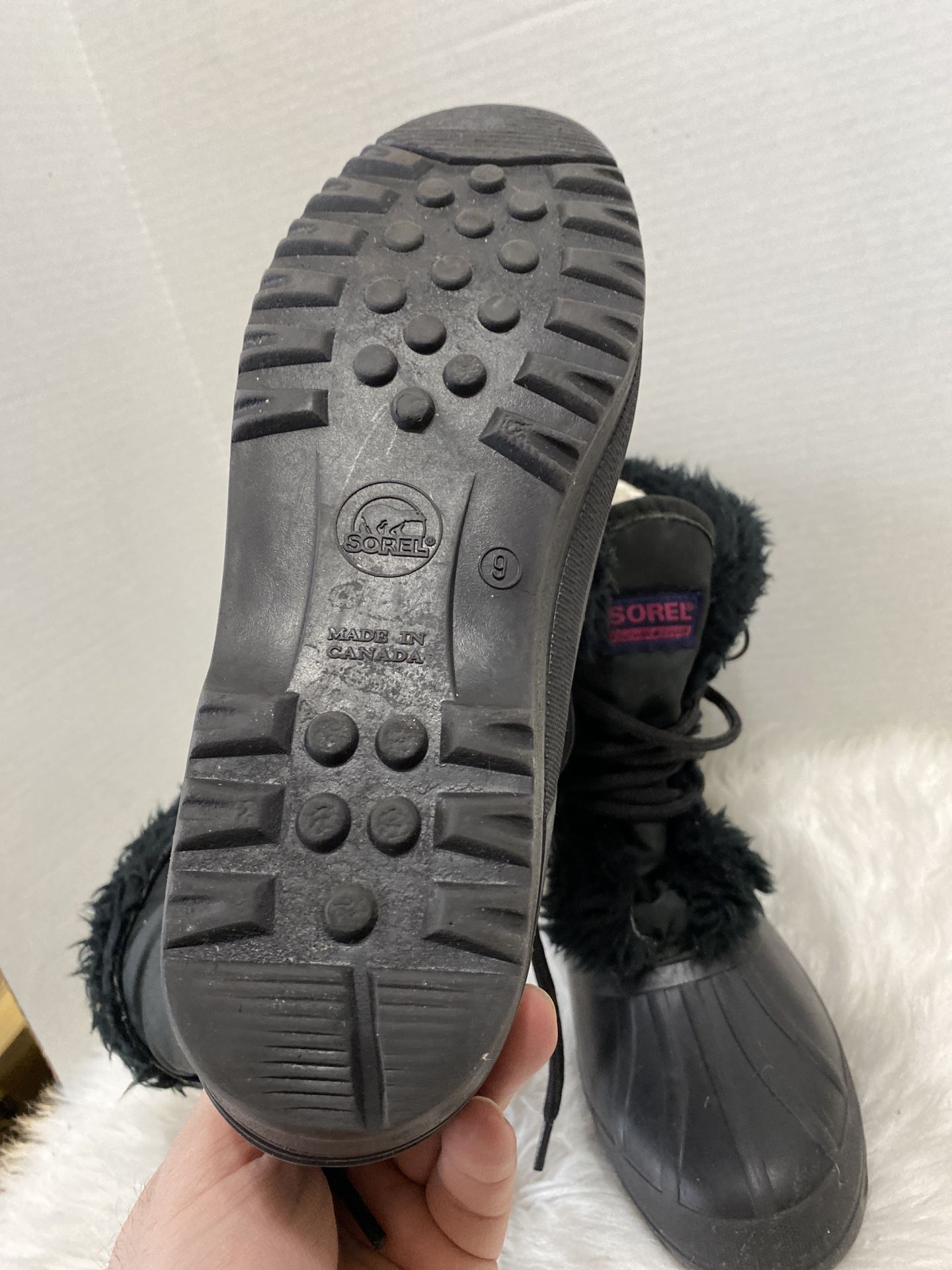 Sorel Women's 9 Black Kaufman Canada Rain Winter Snow Waterproof Boots Size 9