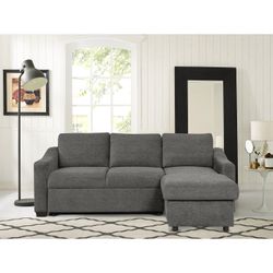 Aria Sofa Chaise with Pop-Up Sleeper — Movie-Style / Sleeper — Charcoal Gray