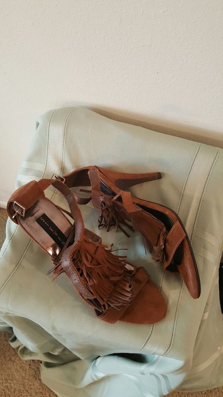 Steven by Steve Madden FRINGLY Chestnut Brown Fringe Stilettos