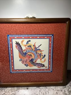 Vintage Phoenix Bird Framed Asian Wall Art