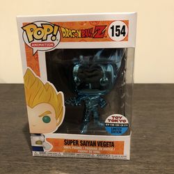 2018 NYCC Toy Tokyo Exclusive Blue Chrome (Super Saiyan Vegeta) Funko Pop! #154