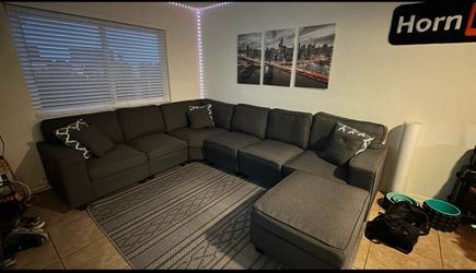L-Shape Sectional Couch with Ottoman
